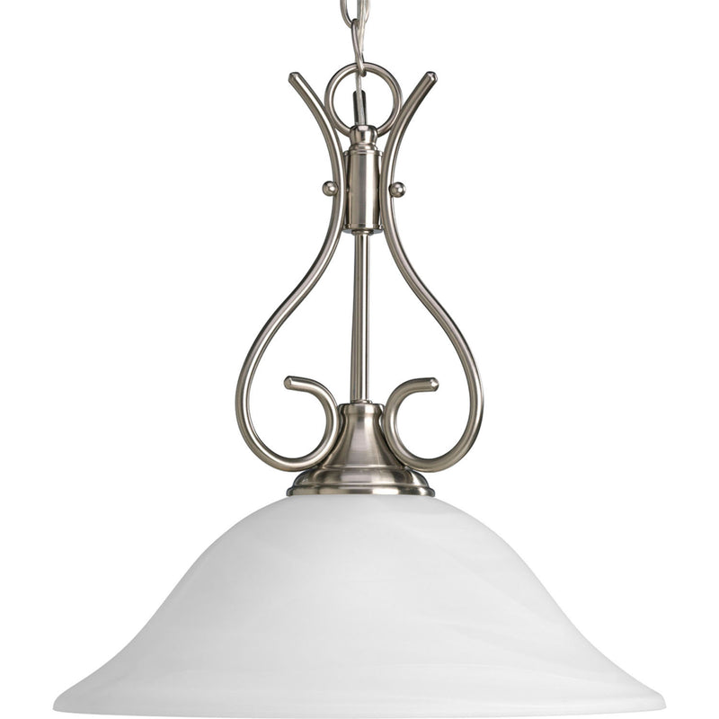 Alabaster Glass One Light Pendant in Brushed Nickel