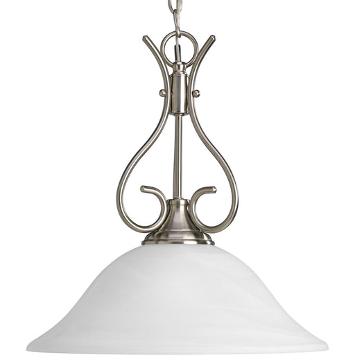Alabaster Glass One Light Pendant in Brushed Nickel