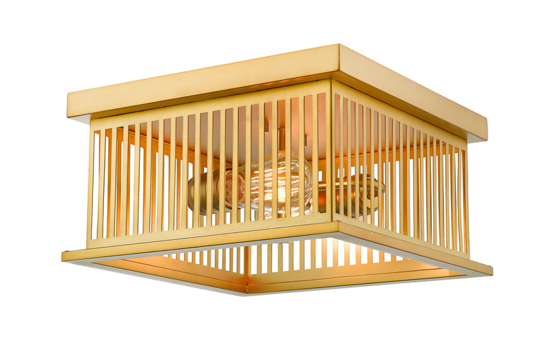 Camellia 2 Light 12" Flush Mount in Brass