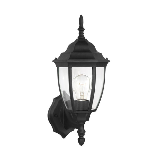 Bakersville 15.5" Clear Beveled Outdoor Wall Lantern in Black