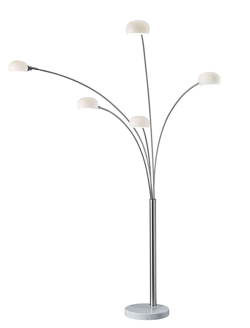 Luna 5-Light Arc Floor Lamp in Brushed Steel