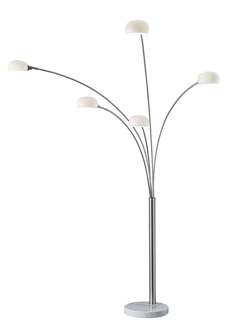 Luna 5-Light Arc Floor Lamp in Brushed Steel