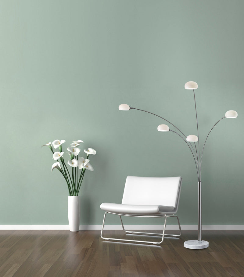 Luna 5-Light Arc Floor Lamp in Brushed Steel