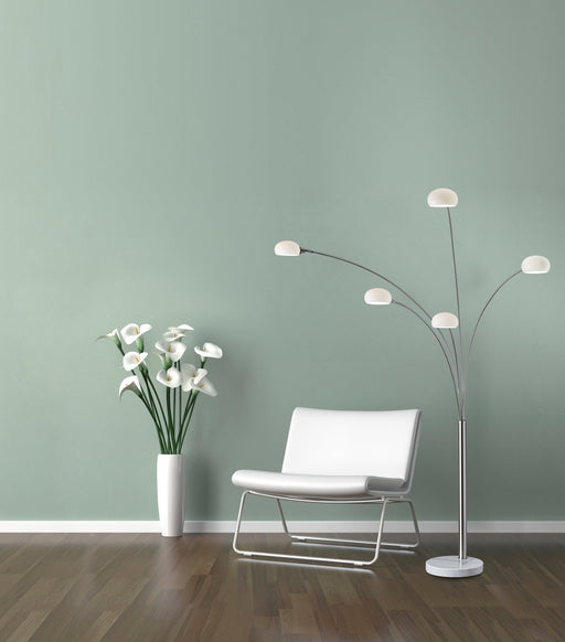 Luna 5-Light Arc Floor Lamp in Brushed Steel