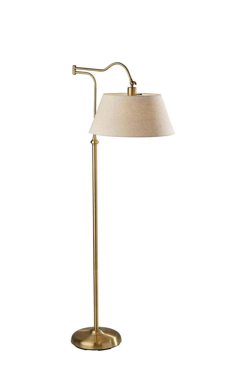 Rodeo Swing-Arm Floor Lamp in Antique Brass