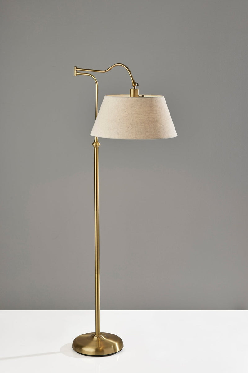 Rodeo Swing-Arm Floor Lamp in Antique Brass