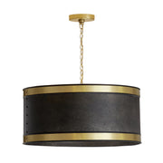 Barrow 4-Light Pendant in Galvanized Black and True Brass