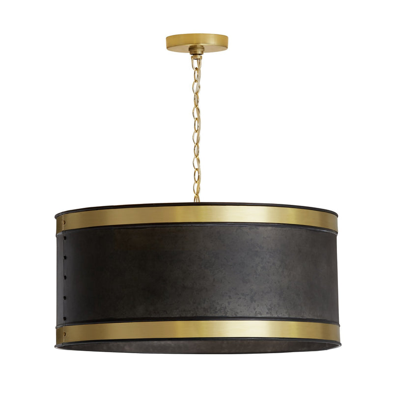Barrow 4-Light Pendant in Galvanized Black and True Brass