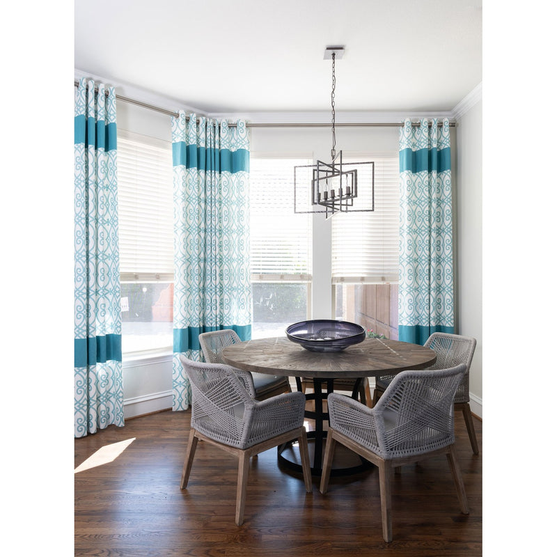 Capri 5 Light 24" Chandelier in Raw Steel in a room setting