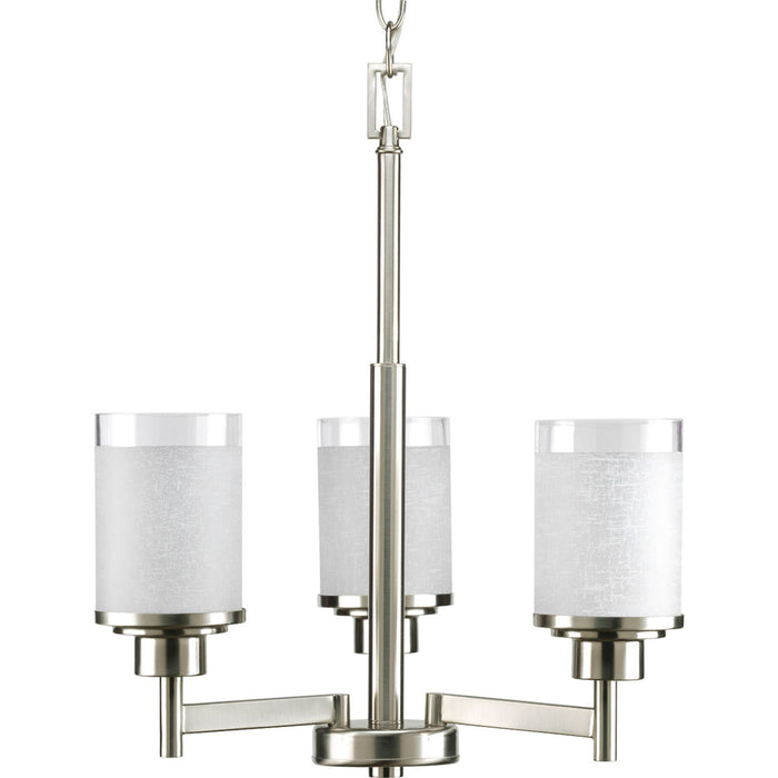 Alexa Three Light Chandelier in Brushed Nickel