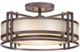 Underscore 3-Light Semi-Flush in Cimmaron Bronze with Brushed Caramel Silk Glass - Lamps Expo
