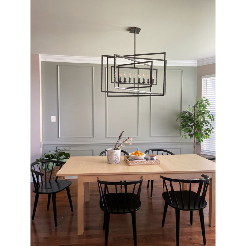 Capri 9 Light 39" Chandelier in Raw Steel in a room setting