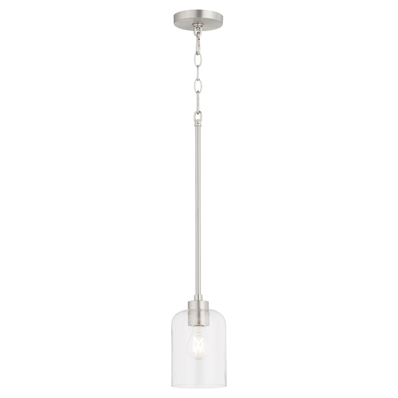 Tribute 1 Light Mini Pendant in Satin Nickel