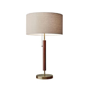 Hamilton Table Lamp in Walnut Eucalyptus Wood/Antique Brass