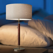 Hamilton Table Lamp in Walnut Eucalyptus Wood/Antique Brass