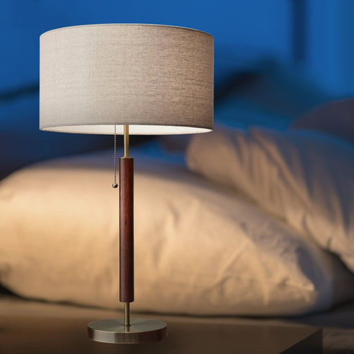 Hamilton Table Lamp in Walnut Eucalyptus Wood/Antique Brass