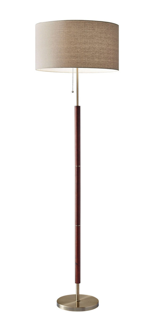 Hamilton Floor Lamp in Walnut/Antique Brass