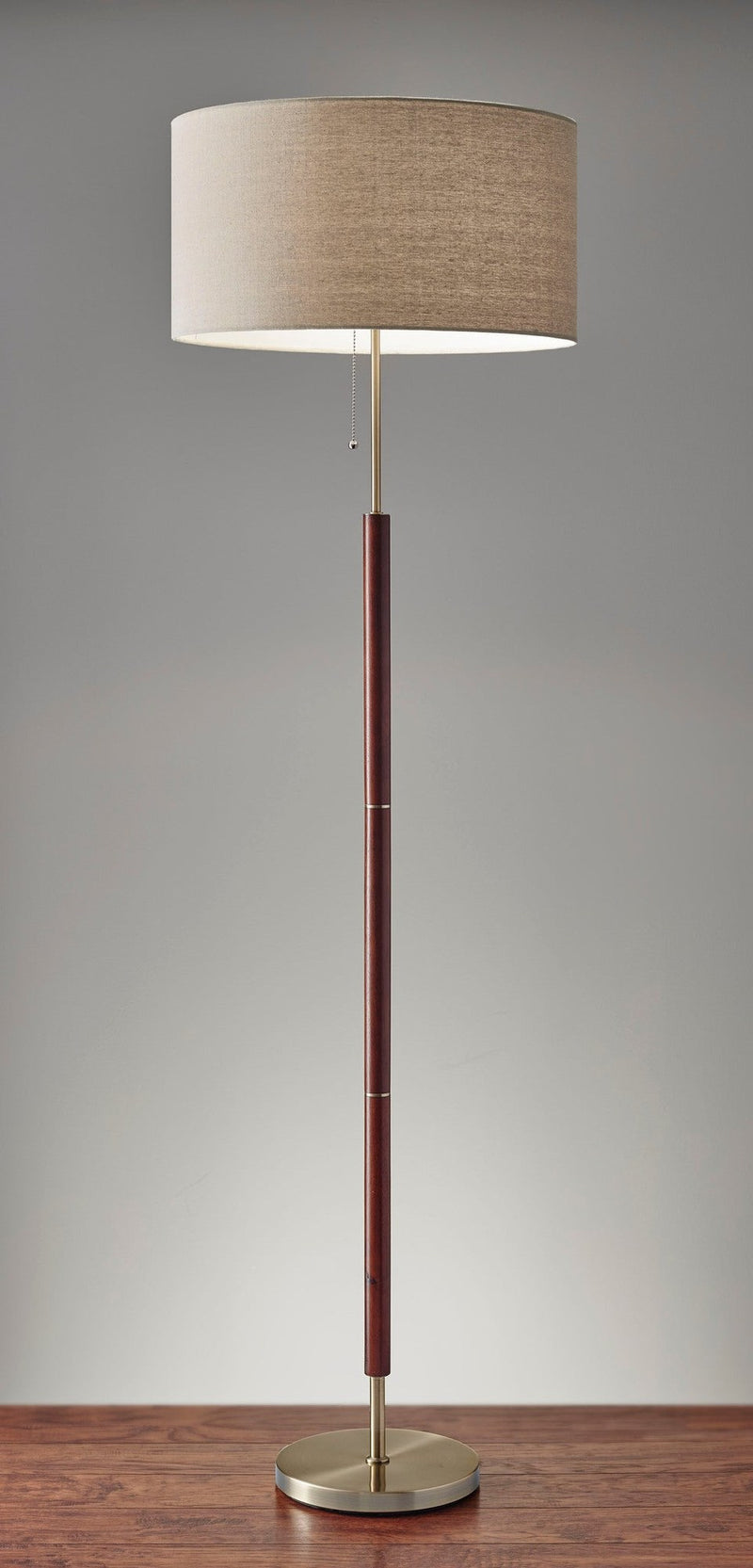 Hamilton Floor Lamp in Walnut/Antique Brass