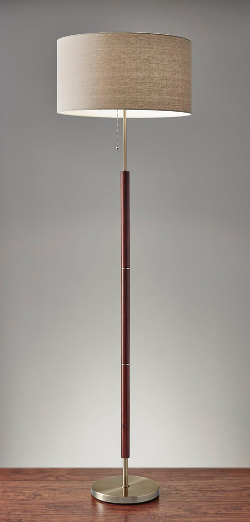 Hamilton Floor Lamp in Walnut/Antique Brass