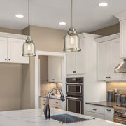 Burren 1 Light 8.75" Pendant in Brushed Nickel in a room setting