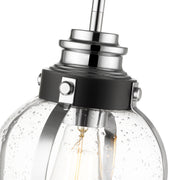 Burren 1 Light 8.75" Pendant in Matte Black + Chrome