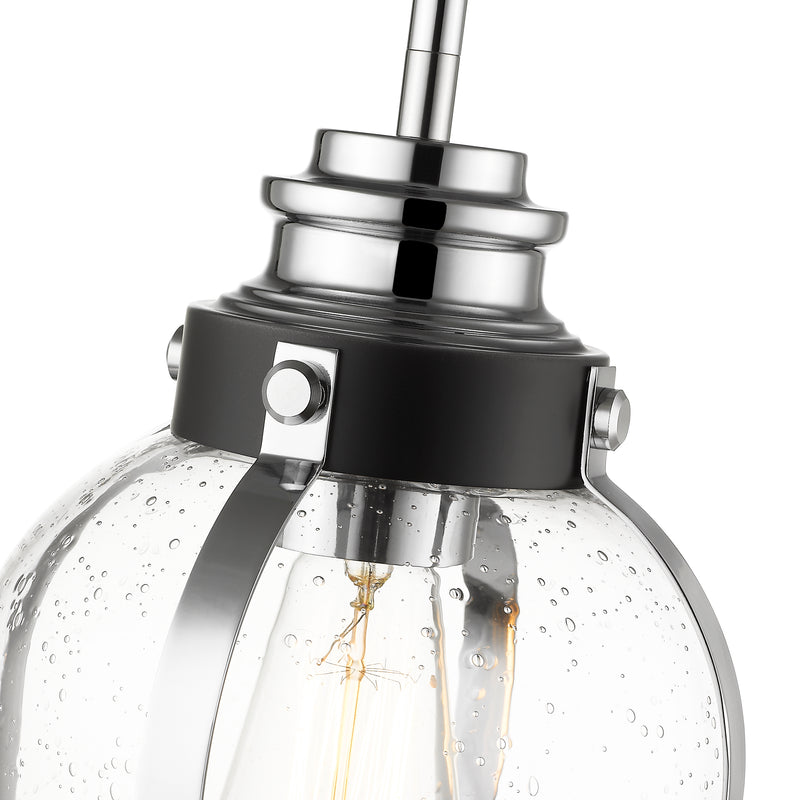 Burren 1 Light 8.75" Pendant in Matte Black + Chrome