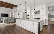 Burren 1 Light 8.75" Pendant in Matte Black + Chrome in a room setting