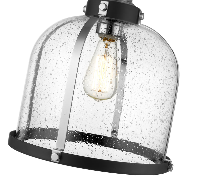 Burren 1 Light 12.25" Pendant in Matte Black + Chrome