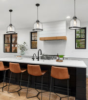 Burren 1 Light 12.25" Pendant in Matte Black + Chrome in a room setting