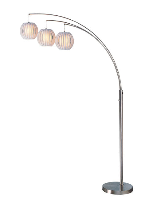 Deion 3-Light Arch Lamp in Polished Steel with White ShadeDefault Title