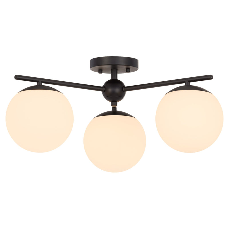 Jasper 3 Light Semi-Flush Mount in Matte Black