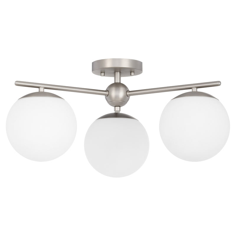 Jasper 3 Light Semi-Flush Mount in Satin Nickel