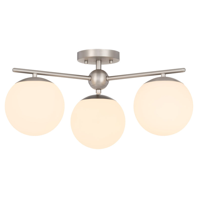 Jasper 3 Light Semi-Flush Mount in Satin Nickel