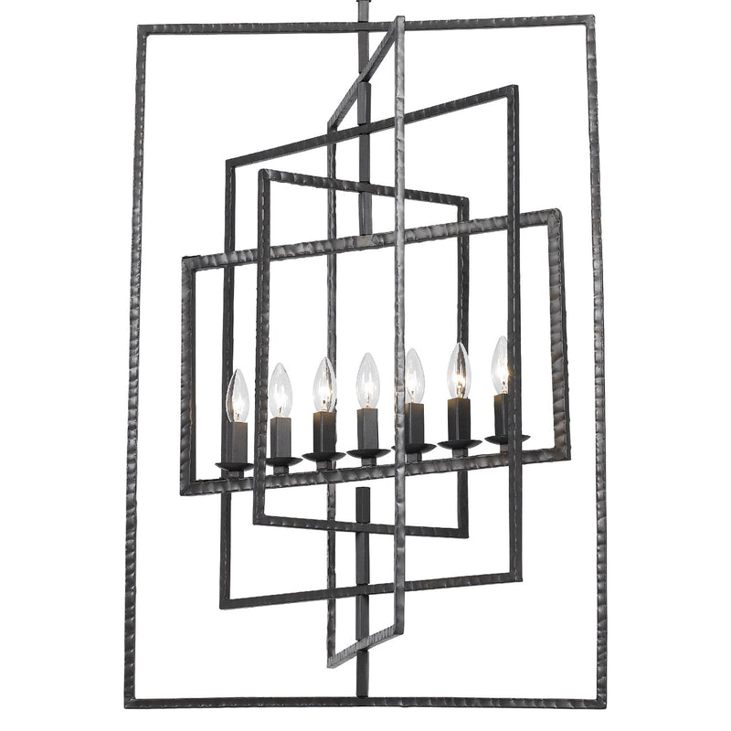 Capri 7 Light 24" Chandelier in Raw Steel