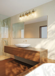Kinsley 5 Light 35" Vanity in Heirloom Gold in a room setting