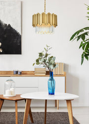 Willow 4-Light 16" Chandelier in Satin Gold And Clear