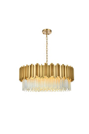 Willow 10-Light 32" Chandelier in Satin Gold And Clear