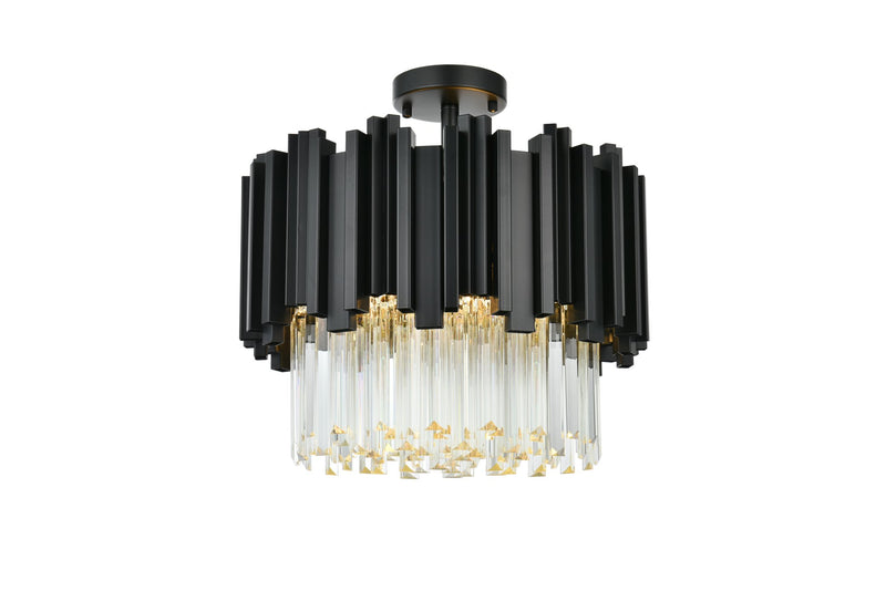 Willow 4-Light Semi-Flush Mount in Black And Clear
