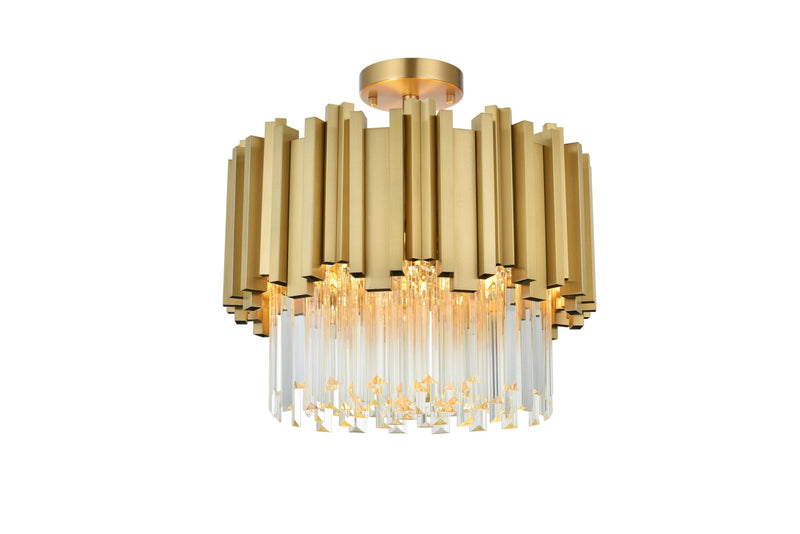 Willow 4-Light Semi-Flush Mount in Satin Gold And Clear