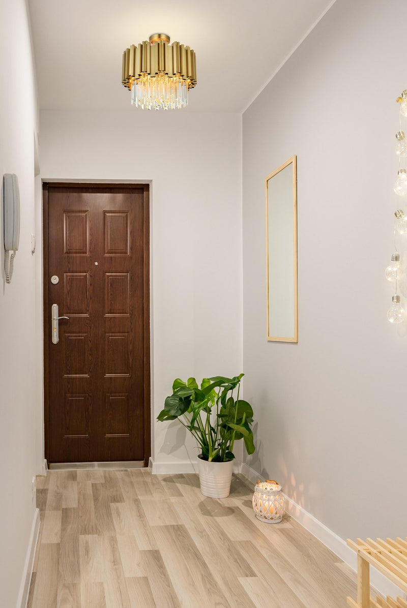 Willow 4-Light Semi-Flush Mount in Satin Gold And Clear