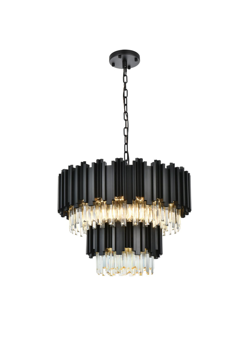 Willow 8-Light 24" Two-Tier Chandelier in Black And Clear