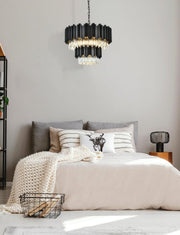Willow 8-Light 24" Two-Tier Chandelier in Black And Clear