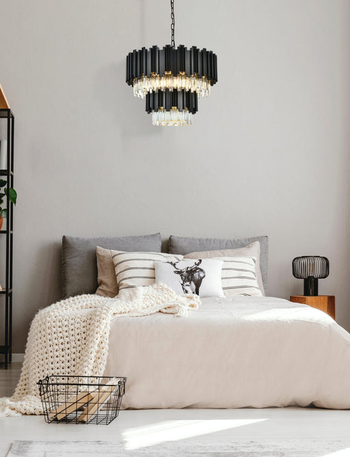 Willow 8-Light 24" Two-Tier Chandelier in Black And Clear