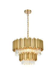 Willow 8-Light 24" Two-Tier Chandelier in Satin Gold And Clear