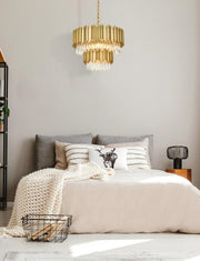 Willow 8-Light 24" Two-Tier Chandelier in Satin Gold And Clear