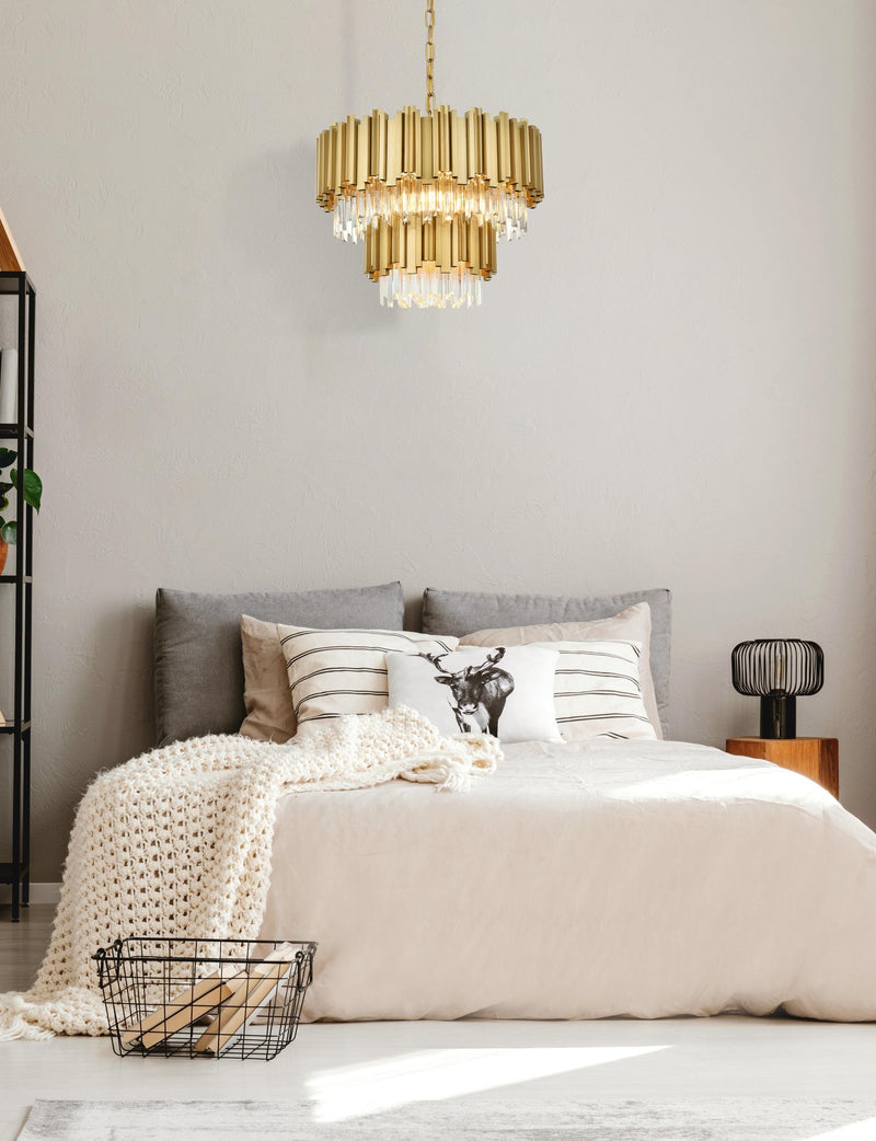 Willow 8-Light 24" Two-Tier Chandelier in Satin Gold And Clear