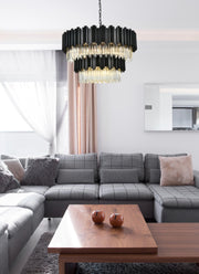 Willow 12-Light 32" Chandelier in Black And Clear