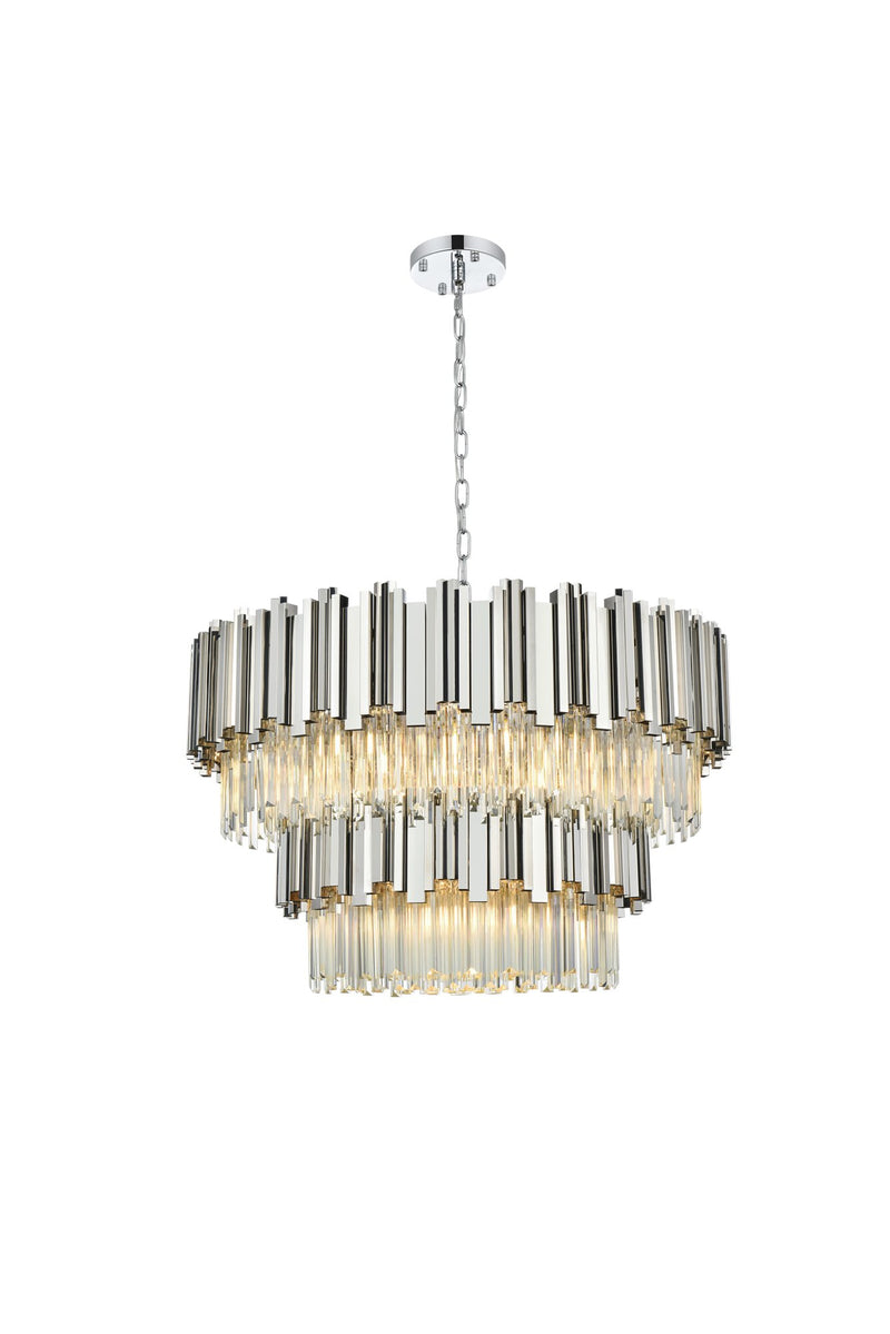 Willow 12-Light 32" Chandelier in Chrome And Clear
