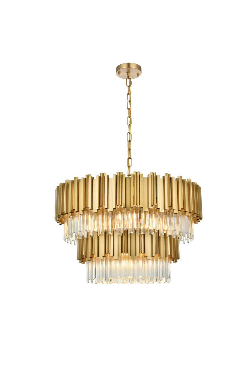 Willow 12-Light 32" Chandelier in Satin Gold And Clear