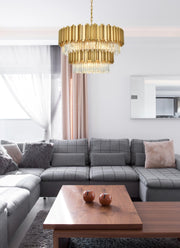 Willow 12-Light 32" Chandelier in Satin Gold And Clear